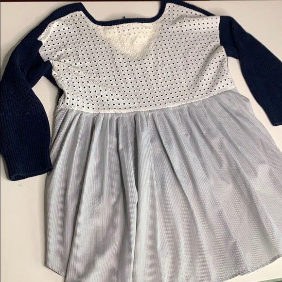 French Connection Babydoll V Neck eyelet Pullover sweater top small women’s - Picture 6 of 6